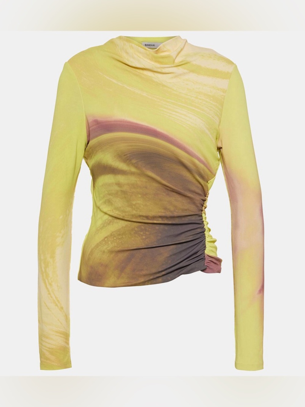 Simkhai Shane Long-Sleeve Ruched Top - Picture 3 of 4